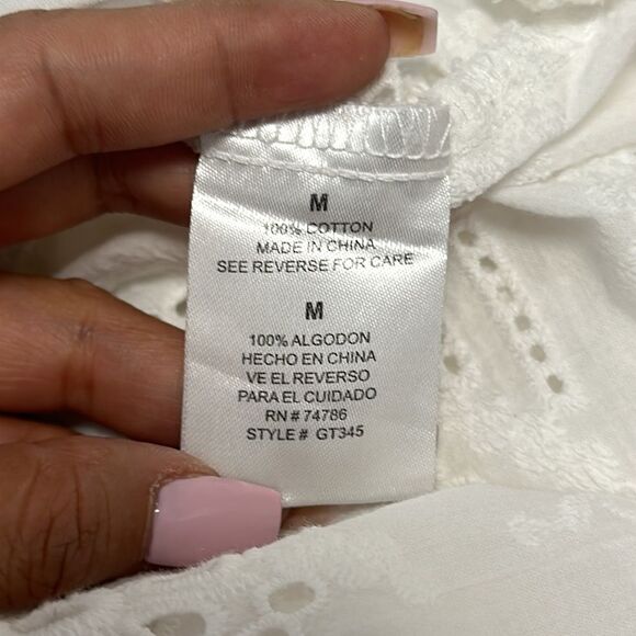 Bohemian cotton top  with bare shoulders Sz M  Cut-out detail - Picture 9 of 9